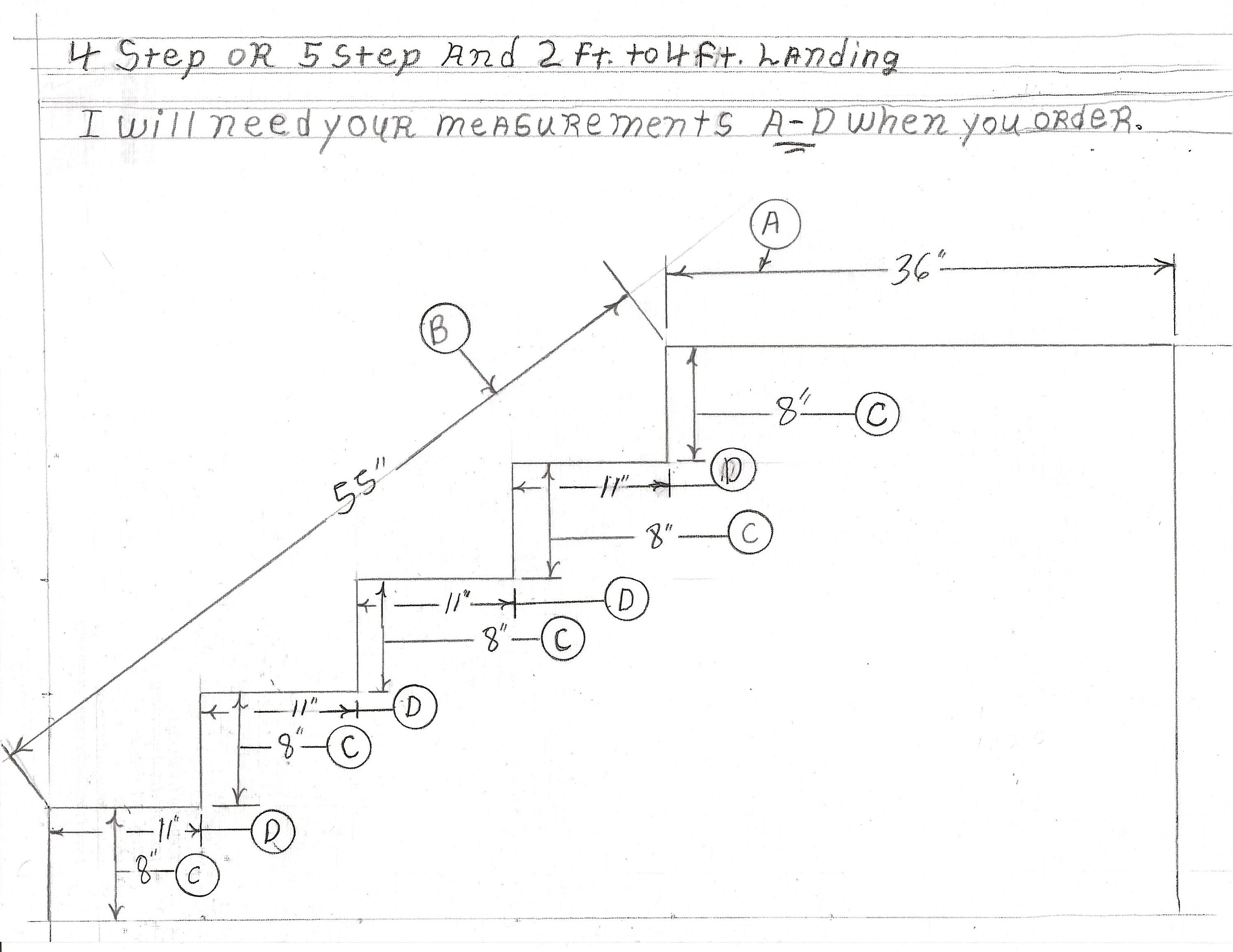 Railing for Steps With 4 Step or 5 Steps and 2 Ft to 4 Ft. Landing ...