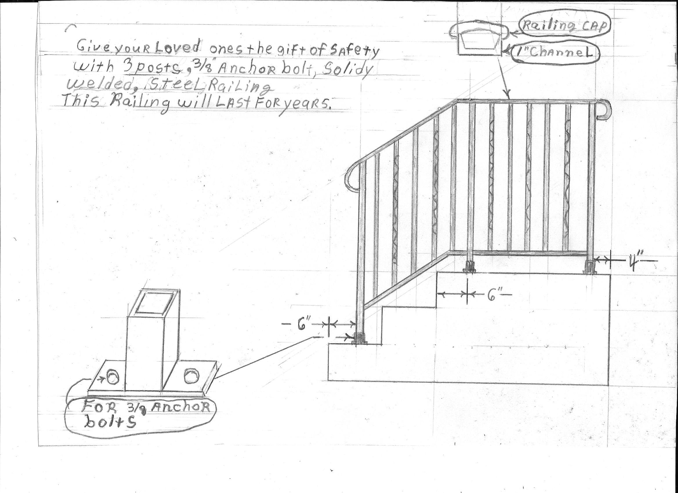Railing for Steps, With 2 Step and a 2 Ft to 4 Ft. Landing Custom Made ...