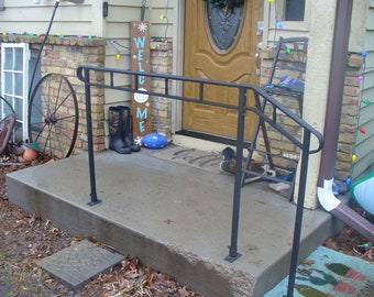 Railing for steps, with 1 or a 2 step and a 2 ft to 4 ft. landing custom made   [ One side per order]