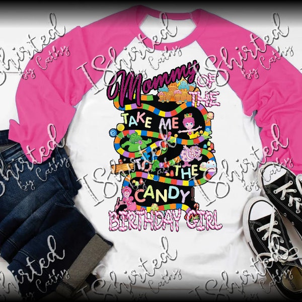 CandyLand Family Matching Birthday Shirts candy mommy of the birthday girl theme PNG only