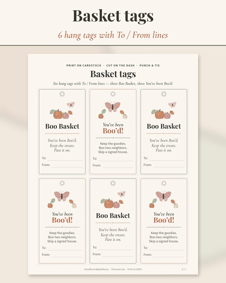 Boo Basket Kit Printable | You've Been Booed Porch and Window Sign, Boo'd Tags, Tradition Cards & Neighbor Checklist | Booed Basket PDF image 6