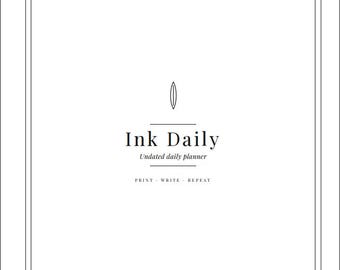 Ink Daily Undated Printable Planner | US Letter Monday Start | Hourly Schedule + Weekly Monthly Habit Tracker | Ink Friendly PDF