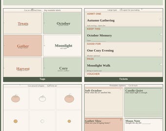 Soft Vintage Halloween Junk Journal Ephemera Kit Printable PDF
