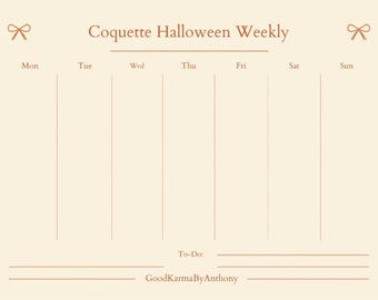 Coquette Halloween Planner Printable Pack | Weekly Month Habits | 3 Page PDF