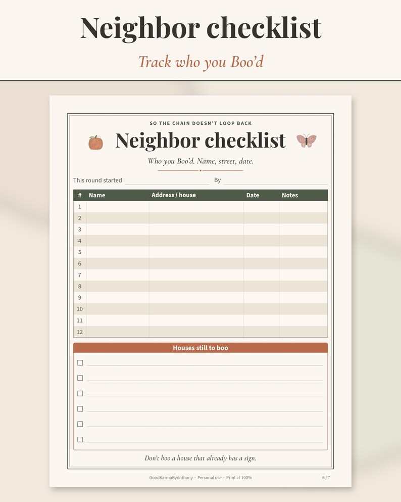 Boo Basket Kit Printable | You've Been Booed Porch and Window Sign, Boo'd Tags, Tradition Cards & Neighbor Checklist | Booed Basket PDF image 7