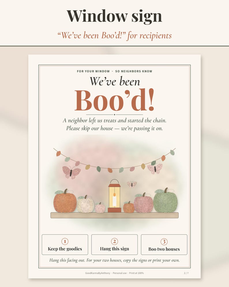 Boo Basket Kit Printable | You've Been Booed Porch and Window Sign, Boo'd Tags, Tradition Cards & Neighbor Checklist | Booed Basket PDF image 3