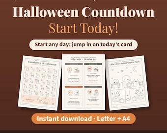 Halloween Advent Calendar Printable, Halloween Countdown Calendar for Kids, 31 Days of Halloween Jokes & Activity Cards, Coloring Pages
