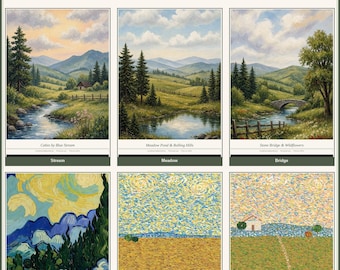 Soft Vintage Countryside Landscape Wall Art Printable PDF Gallery Pack