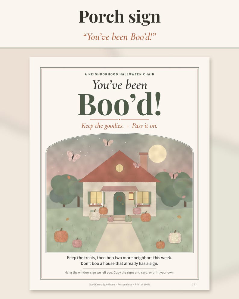 Boo Basket Kit Printable | You've Been Booed Porch and Window Sign, Boo'd Tags, Tradition Cards & Neighbor Checklist | Booed Basket PDF image 2