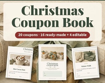 Christmas Coupon Book Printable | Editable Gift Coupons PDF