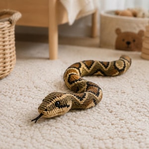 Realistisch haakpatroon voor een slang, amigurumi van een balpython, tutorial voor een pluche reptiel, slangspeelgoed (PDF-download)