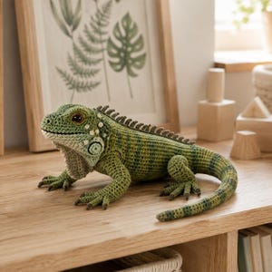 Realistic Iguana Crochet Pattern PDF, Green Lizard Amigurumi, Reptile Plush Tutorial, Wildlife Nursery Decor