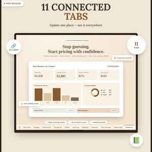 Business Planner | Pricing Calculator, Client Tracker & Profit Dashboard | Google Sheets Template.