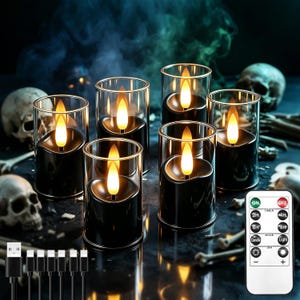Rechargeable Flameless Tea Lights, Acrylic LED Flickering Candles with Remote Timer, Warm Amber Glow for Wedding, Holiday & Home Decor.