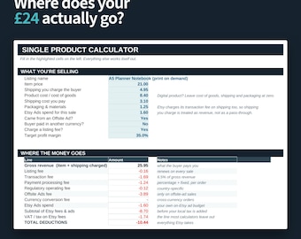 2026 Etsy Fee Calculator | Profit & Pricing Spreadsheet (Google Sheets, Excel)