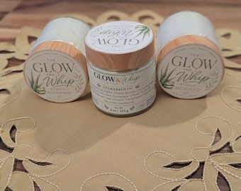 Warm Vanilla Cozy Scented Whipped Body Butter with Fresh Infused Aloe Vera, Unrefined African Shea Butter Cream for Dry Skin, Hands and Feet