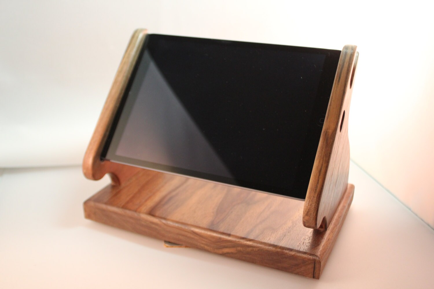 Black Walnut iPad Mini Stand with Swivel Base for Square and Etsy