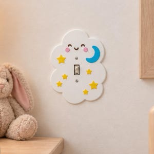 Light Switch Cover – Nursery Decor Smiling Cloud with Moon & Stars
