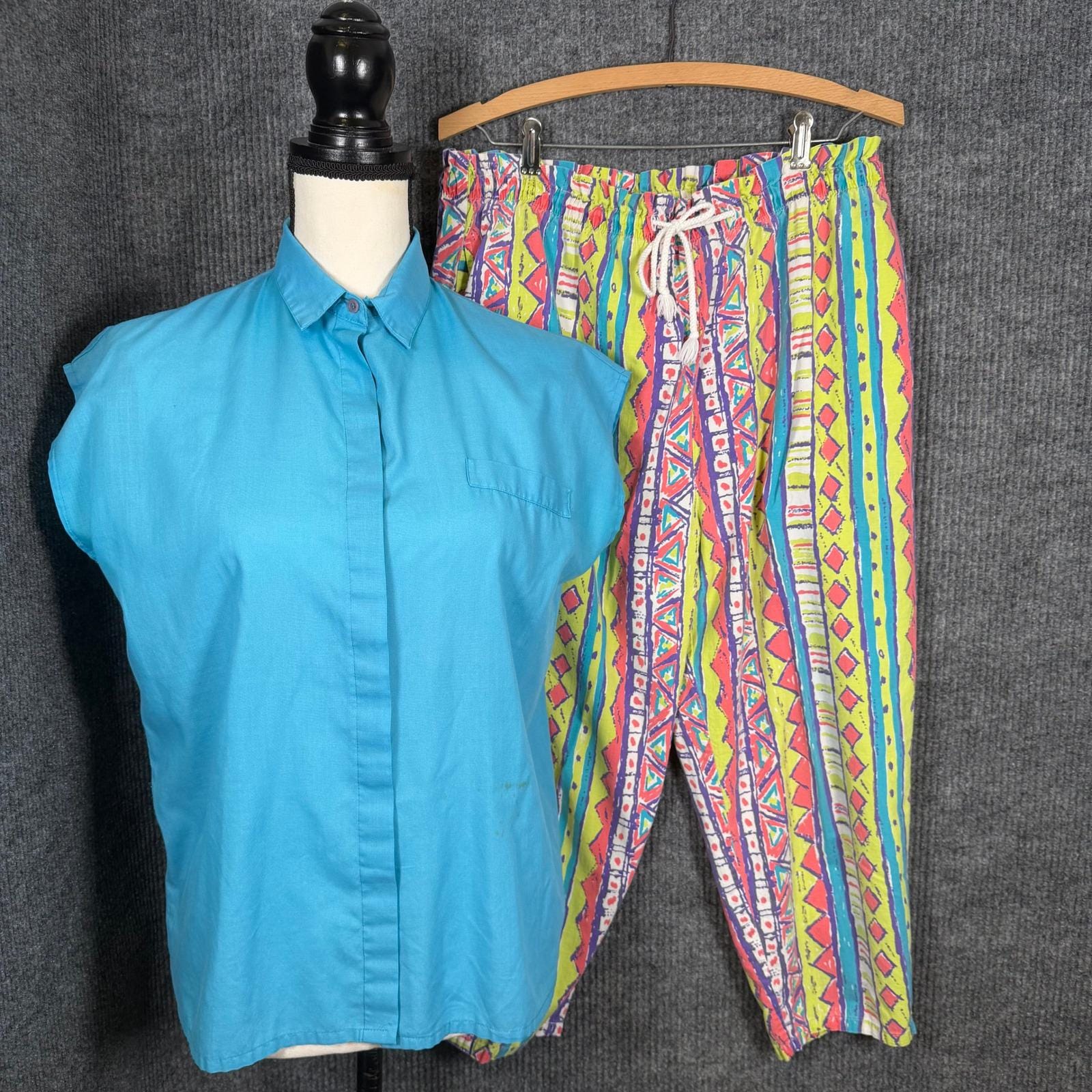 Turquoise Pants 80s - Etsy