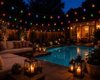 Outdoor Globe String Lights, Waterproof Patio Lights, Multicolor Backyard Lighting, Pergola Deck Wedding Party Lights, 25/50 ft