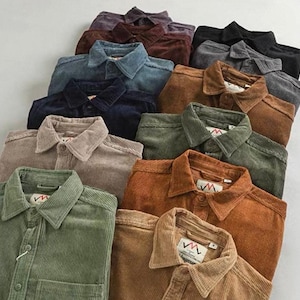 Rowan Cordhemd, 100 % Baumwolle, Knopfleiste, lockere Passform, Unisex-Cordhemd im Vintage-Stil
