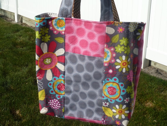 Items similar to Four sided reversible tote 2 in 1 bag on Etsy