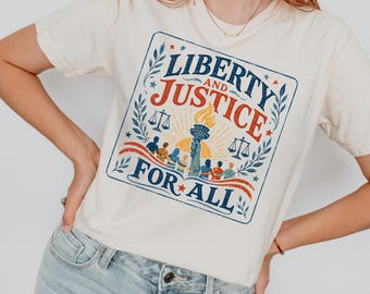Equal Rights Shirt, Progressive Patriotic Tee, Social Justice Graphic, Liberty for All