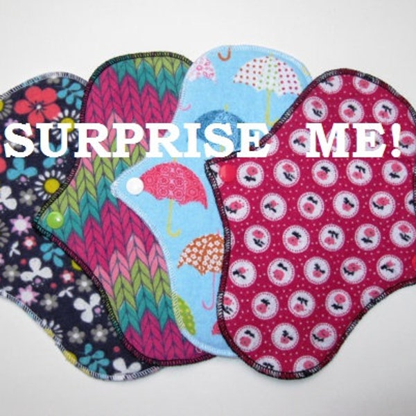 Choose Your Length - Classic Pantyliners - Set of 4 - Surprise Flannel Prints - Cloth Menstrual Pads