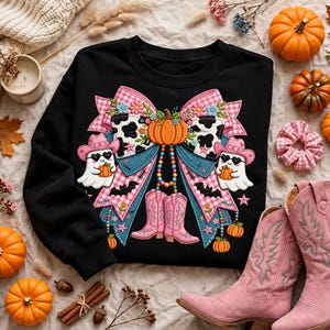 Transfert thermocollant patchwork Halloween, nœud papillon citrouille, fantôme effrayant prêt à presser