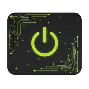 Mousepad com botão liga/desliga em neon, preto, da Circuit Tech, presente para profissionais de TI e programação.
