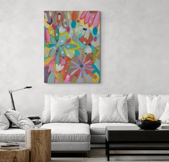 Printable Abstract Flowers Painting, Decorative wall art, Colorful Artwork (Digital Download)