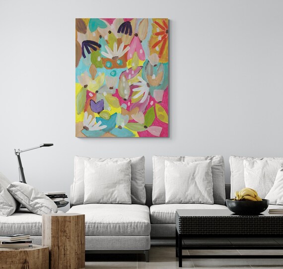 Floral Painting Canvas Print, Charming Wall Art, Decorative Flower Painting Canvas Print
