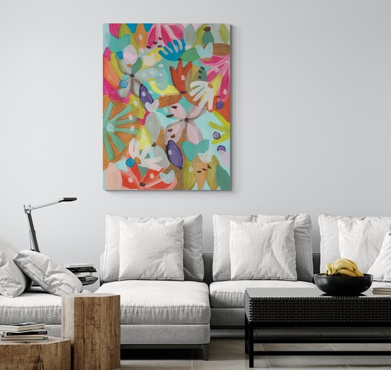 Printable Abstract Flowers Painting, Decorative wall art, Colorful Artwork (Digital Download)
