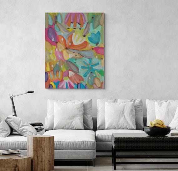 Printable Abstract Flowers Painting, Decorative wall art, Colorful Artwork (Digital Download)