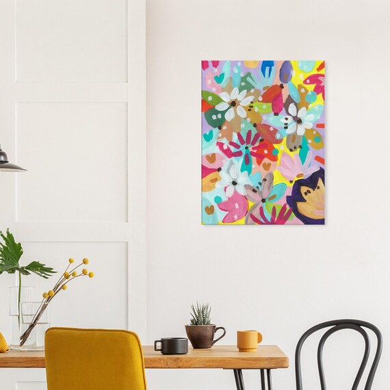 Floral Painting Canvas Print, Charming Wall Art, Decorative Flower Painting Canvas Print