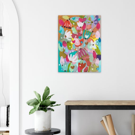 Floral Painting Canvas Print, Charming Wall Art, Decorative Flower Painting Canvas Print
