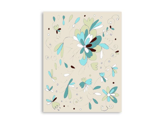 Printable floral wall art, decorative printable flower illustration art print, printable flowers art print
