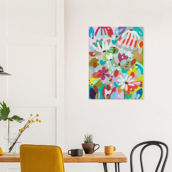 Floral Painting Canvas Print, Charming Wall Art, Decorative Flower Painting Canvas Print