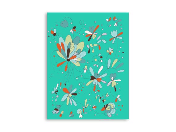Printable floral wall art, decorative printable flower illustration art print, printable flowers art print