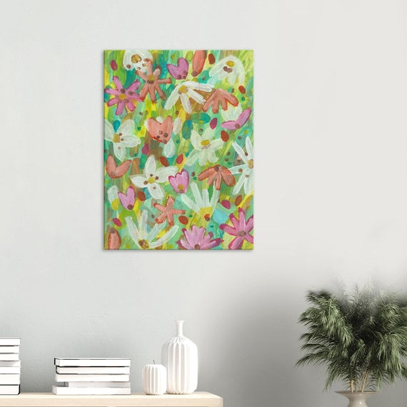 Floral Painting Canvas Print, Charming Wall Art, Decorative Flower Painting Canvas Print