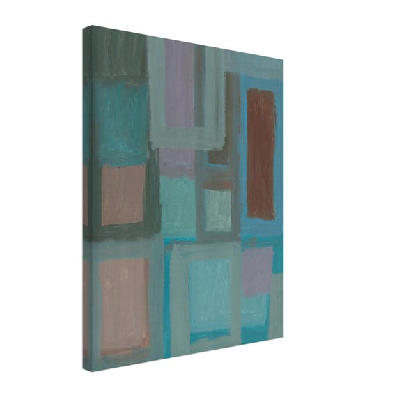 16'' x 20'' Turquoise Abstract Acrylic Painting Canvas Print, Modern Wall Art