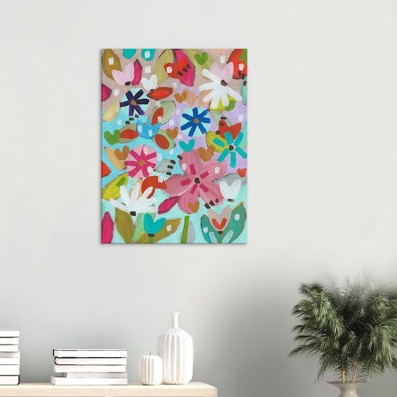 Floral Painting Canvas Print, Charming Wall Art, Decorative Flower Painting Canvas Print