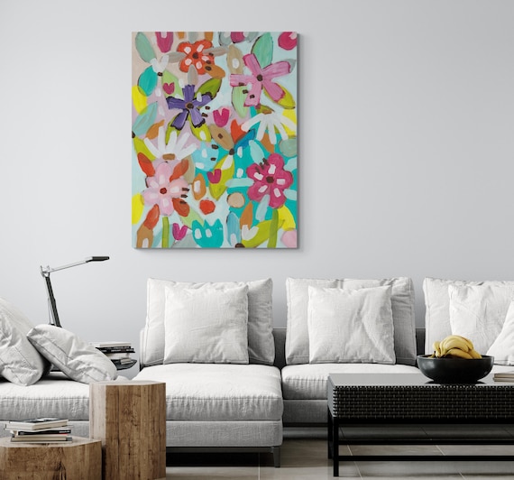 Printable Abstract Flowers Painting, Decorative wall art, Colorful Artwork (Digital Download)