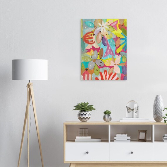 Floral Painting Canvas Print, Charming Wall Art, Decorative Flower Painting Canvas Print