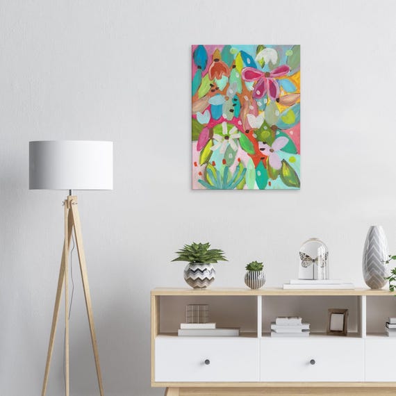 Floral Painting Canvas Print, Charming Wall Art, Decorative Flower Painting Canvas Print