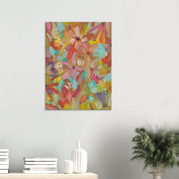 Floral Painting Canvas Print, Charming Wall Art, Decorative Flower Painting Canvas Print