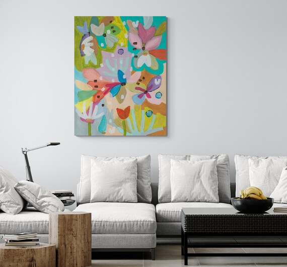 Floral Painting Canvas Print, Charming Wall Art, Decorative Flower Painting Canvas Print