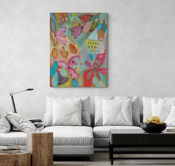 Printable Abstract Flowers Painting, Decorative wall art, Colorful Artwork (Digital Download)
