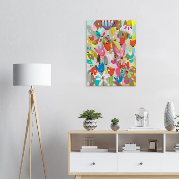 Floral Painting Canvas Print, Charming Wall Art, Decorative Flower Painting Canvas Print