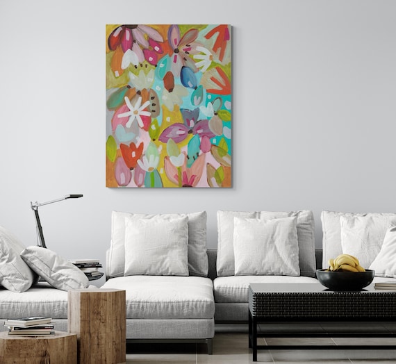 Floral Painting Canvas Print, Charming Wall Art, Decorative Flower Painting Canvas Print